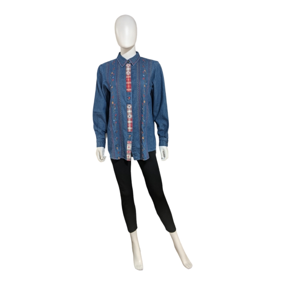 Bobbie Brooks Denim Blue Long Sleeve Shirt, Medium